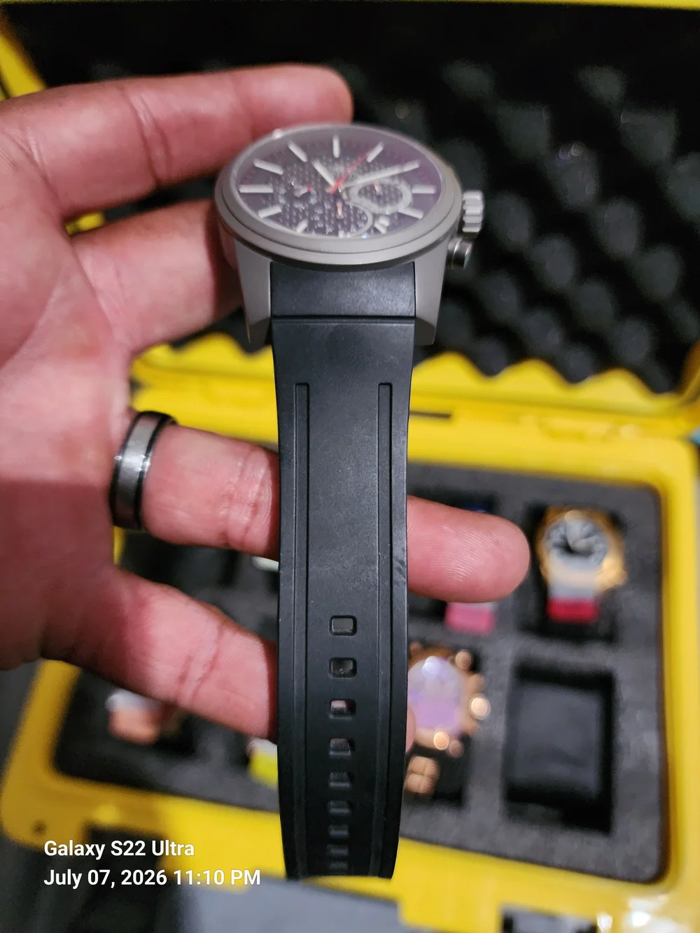Invicta Black Chronograph Sport Watch with Carbon Fiber Dial